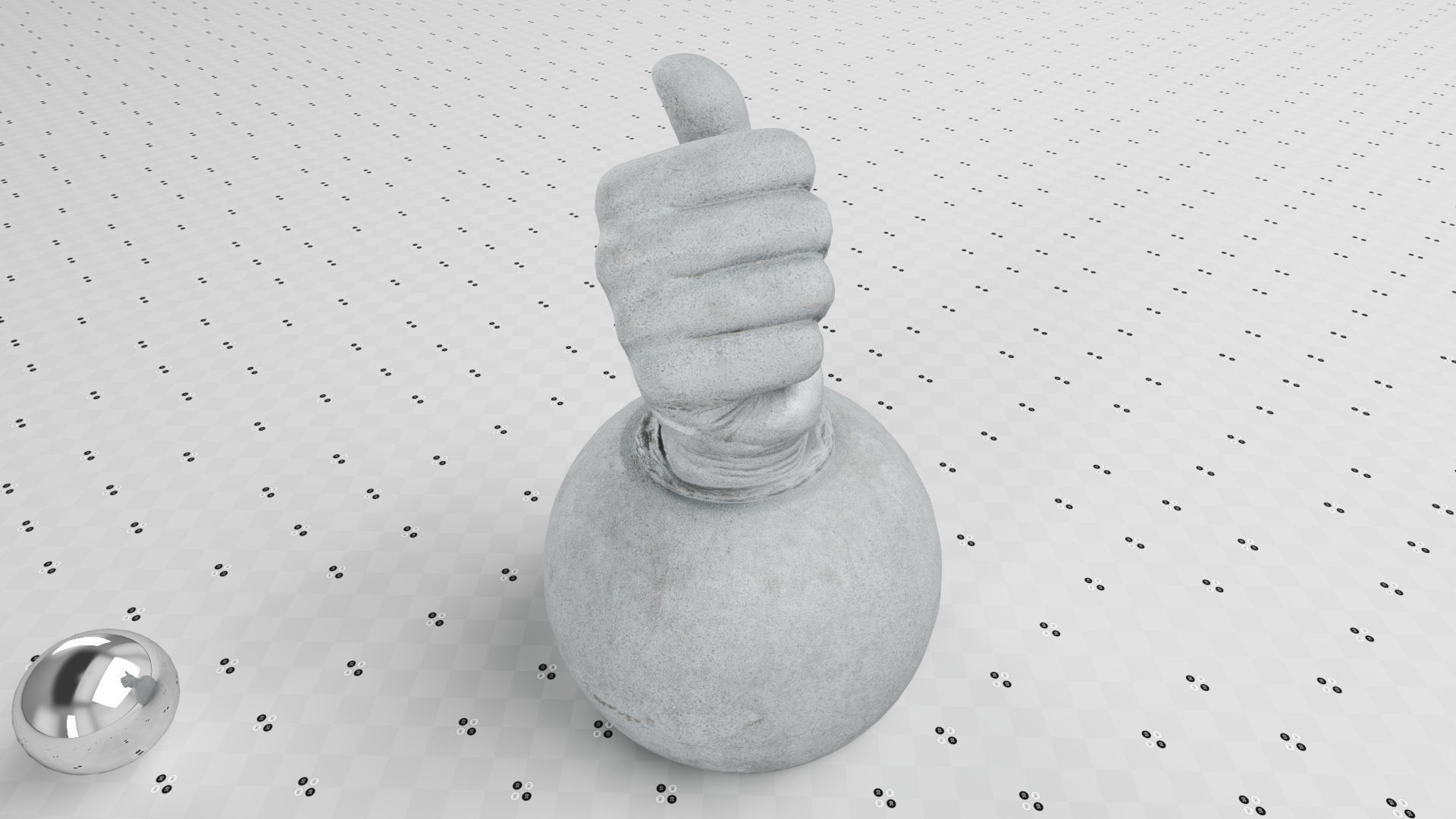 Thumbs Up- Granit Sculpture Low-poly 3D model_10