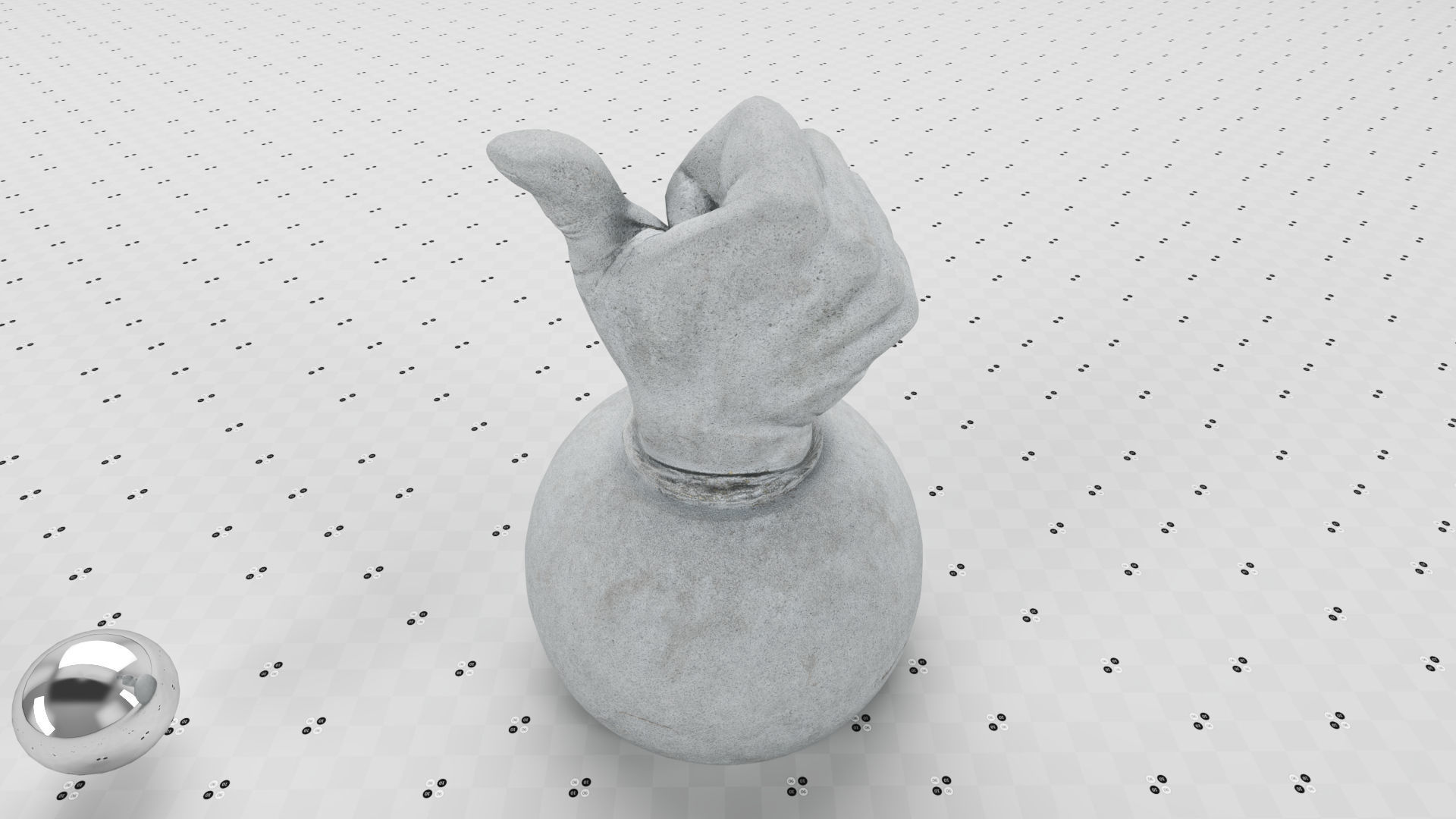 Thumbs Up- Granit Sculpture Low-poly 3D model_7