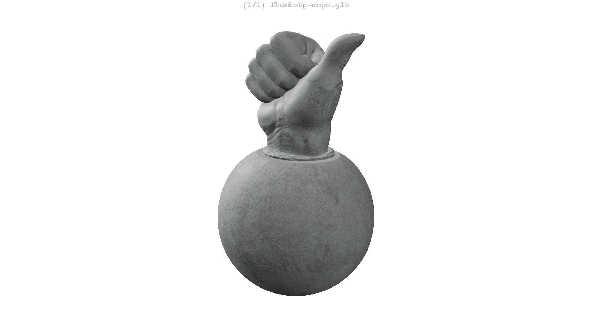 Thumbs Up- Granit Sculpture Low-poly 3D model_14