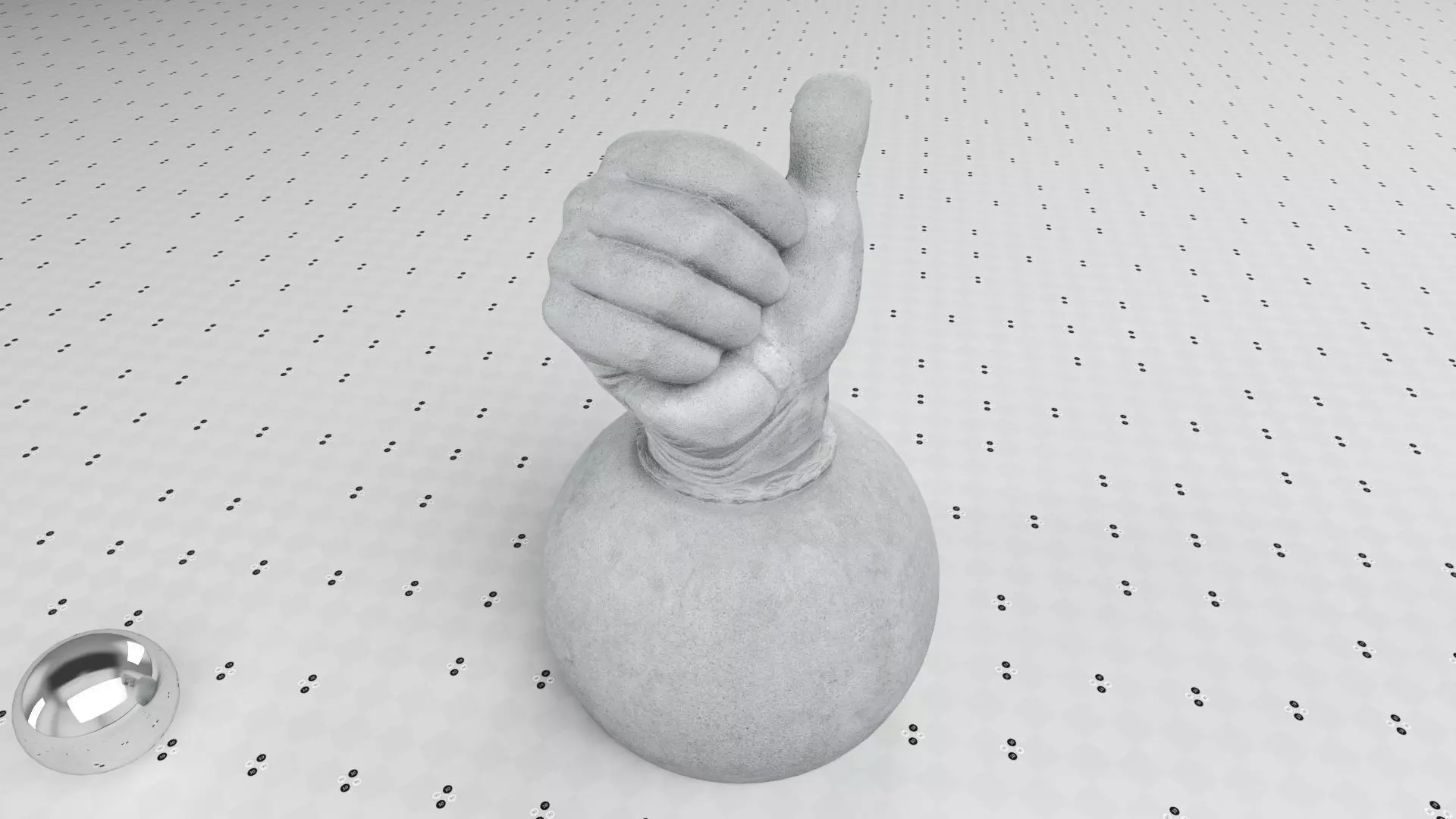 Thumbs Up- Granit Sculpture Low-poly 3D model_0