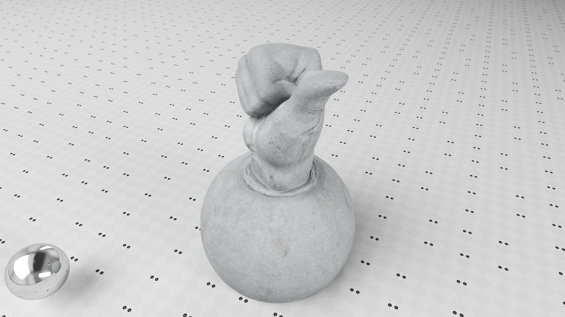 Thumbs Up- Granit Sculpture Low-poly 3D model_5