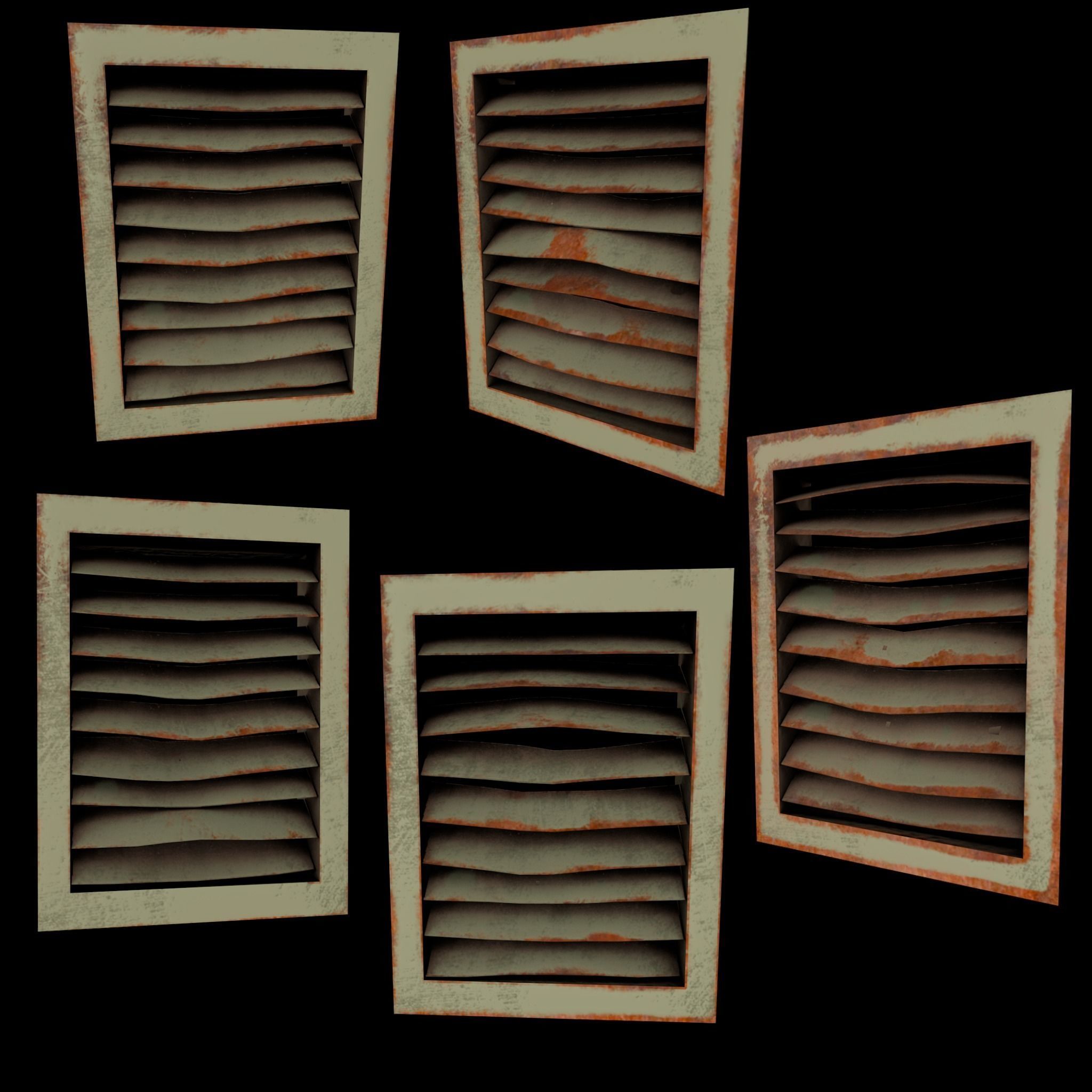 Set of air vents Low-poly 3D model_1