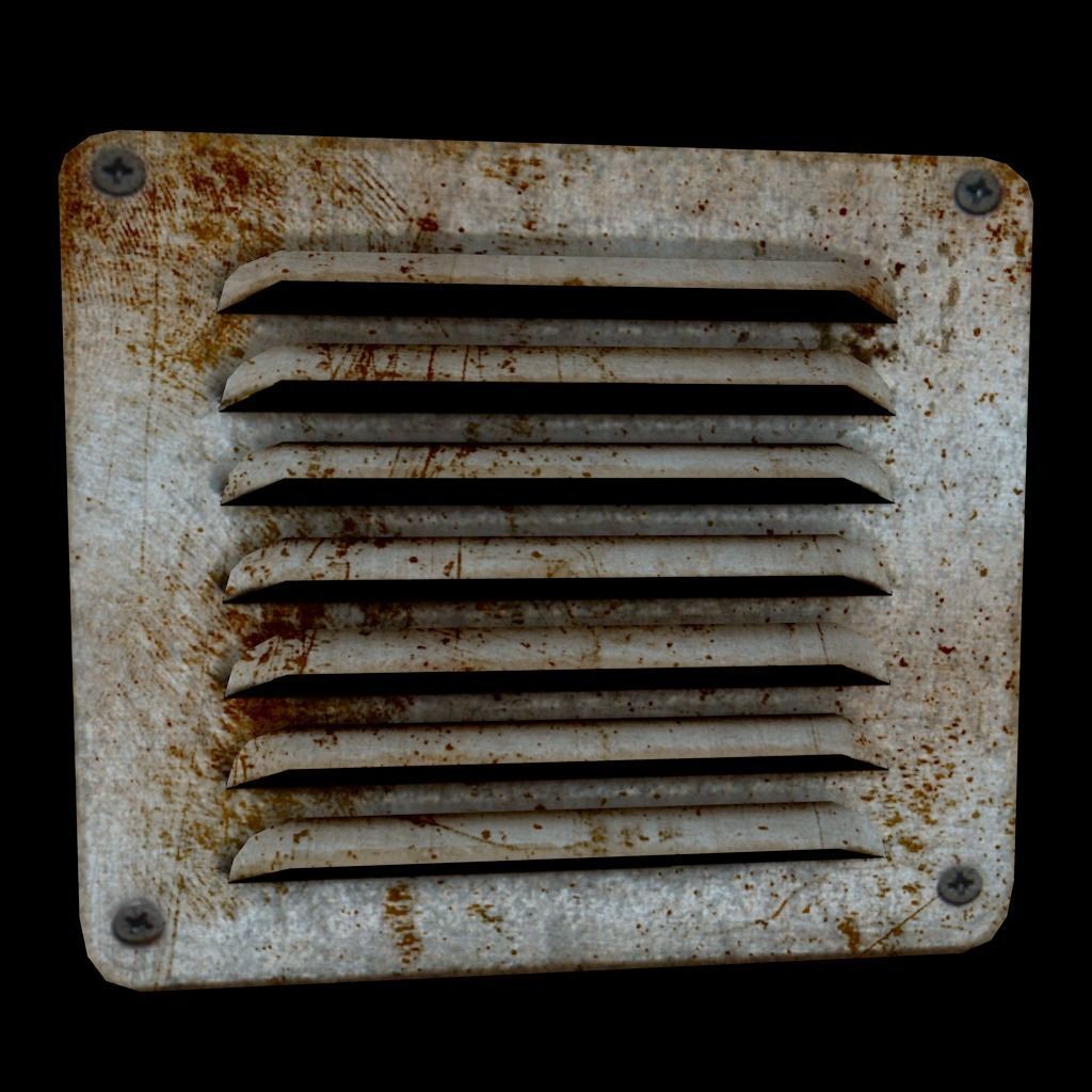 Set of air vents Low-poly 3D model_10