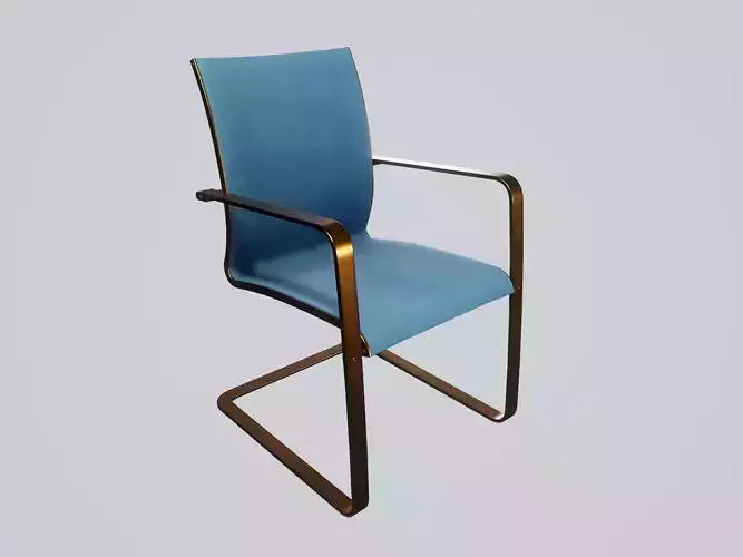 Modern chair Denim Blue Linen - Bronze Metal