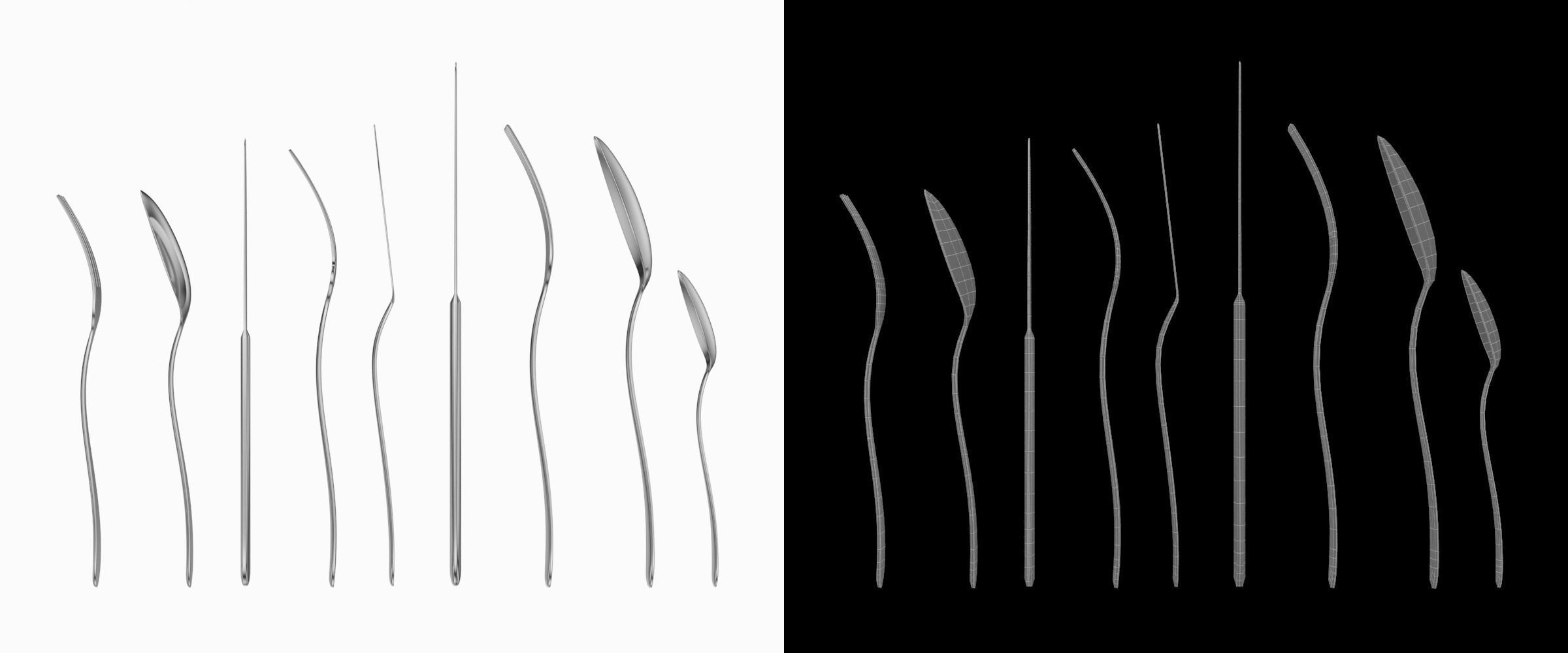 Generic Cutlery 9 Pieces COLLECTION 3D model_8