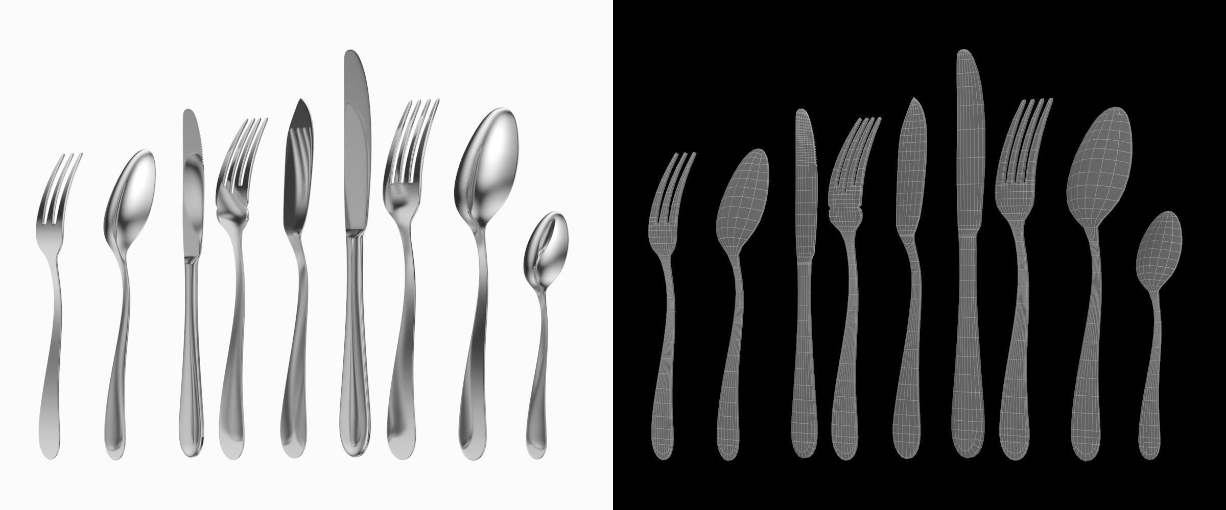 Generic Cutlery 9 Pieces COLLECTION 3D model_5