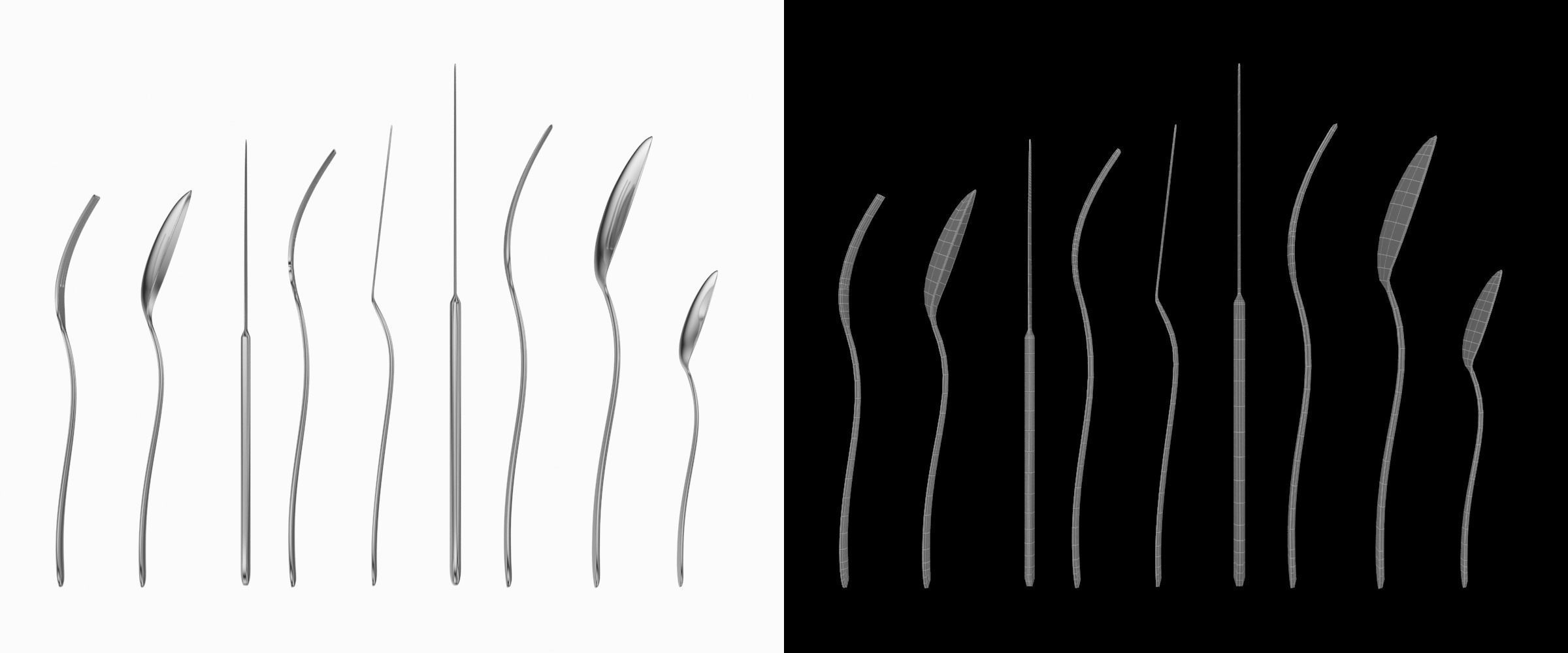 Generic Cutlery 9 Pieces COLLECTION 3D model_4