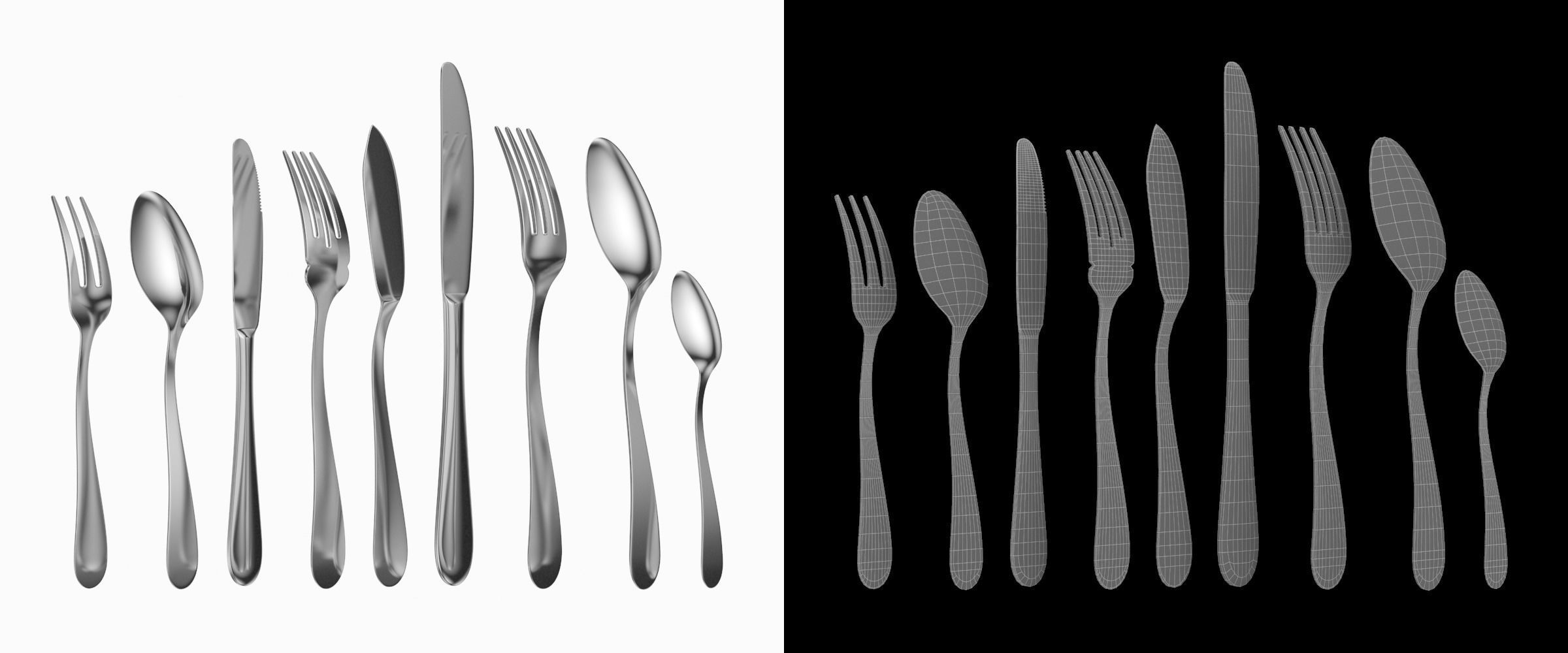 Generic Cutlery 9 Pieces COLLECTION 3D model_7