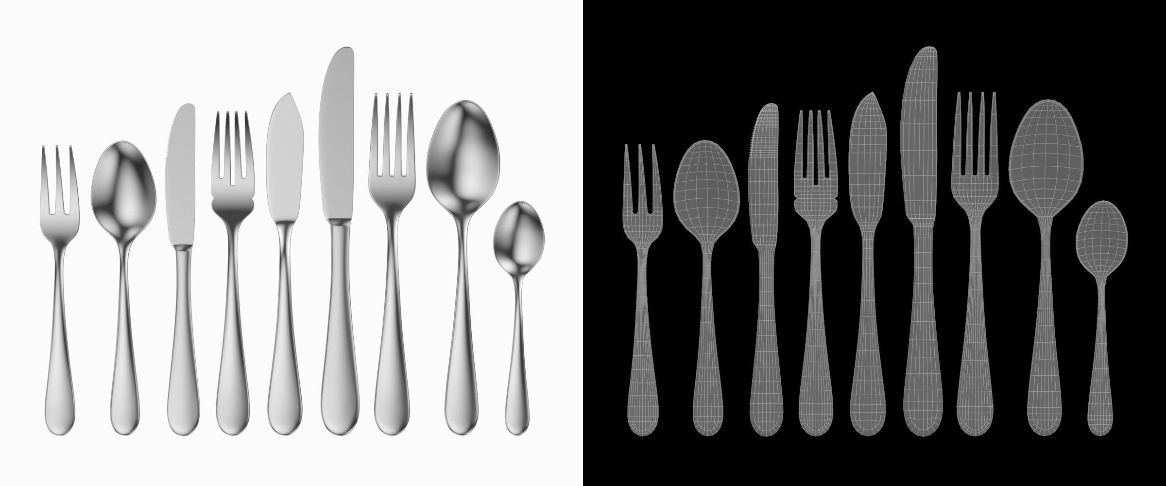 Generic Cutlery 9 Pieces COLLECTION 3D model_2