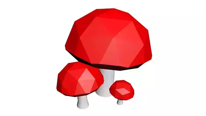 Low Poly Game Ready Mushrooms Low-poly 3D model