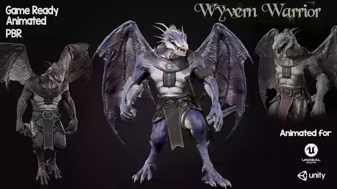 Wyvern Warrior Low-poly 3D model