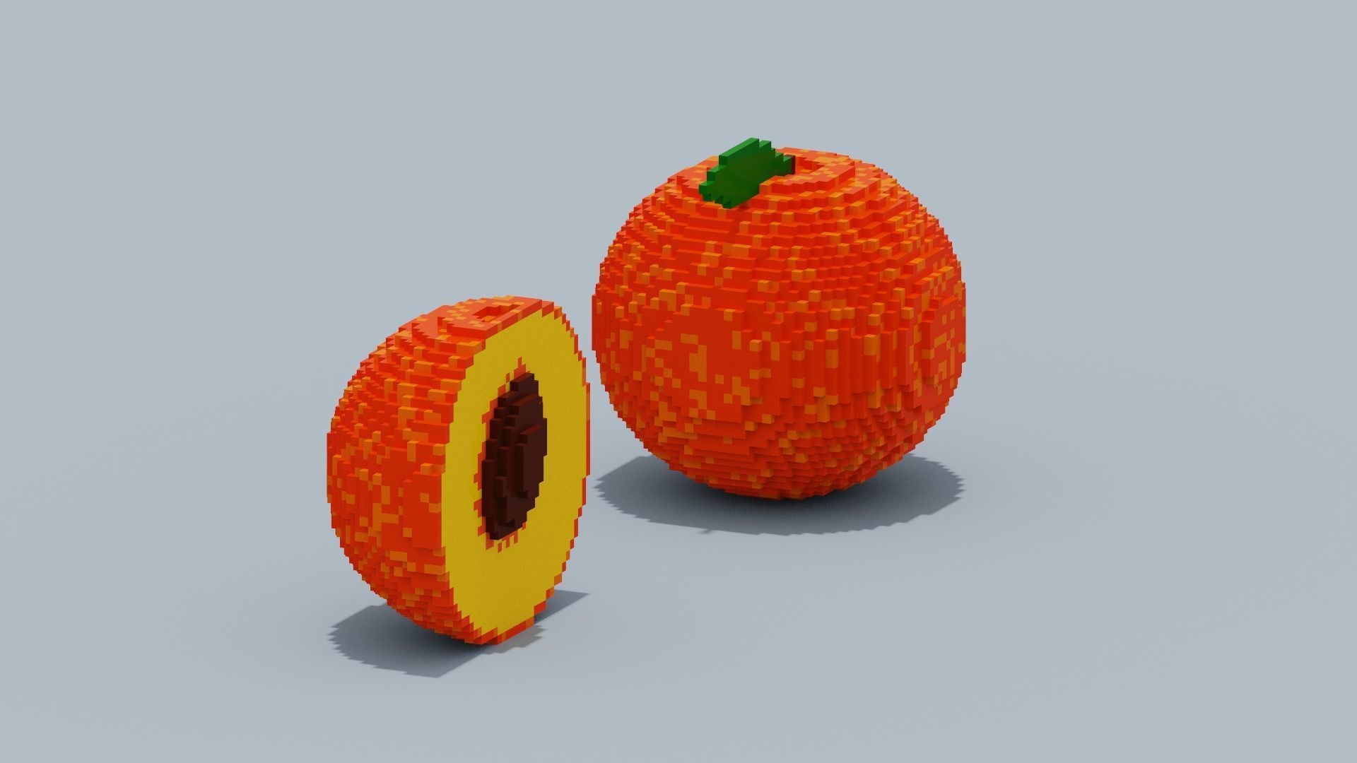 Voxel Peach Low-poly 3D model_13