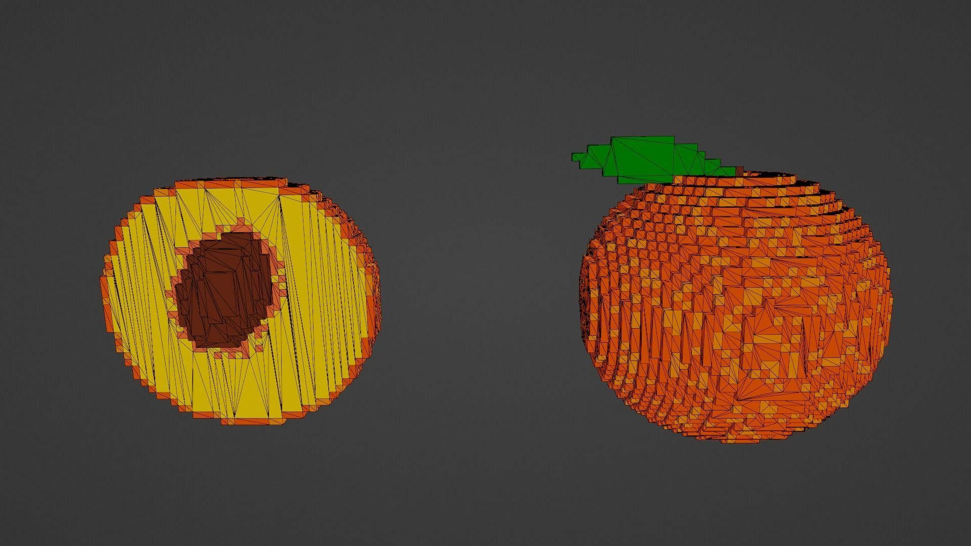 Voxel Peach Low-poly 3D model_18