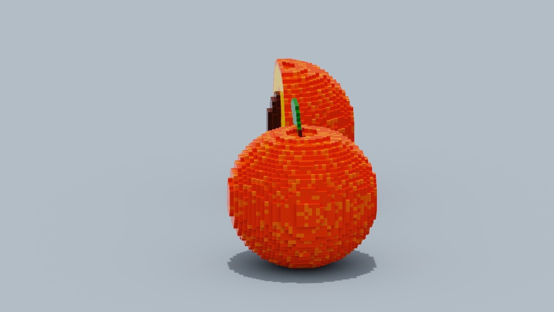 Voxel Peach Low-poly 3D model_9