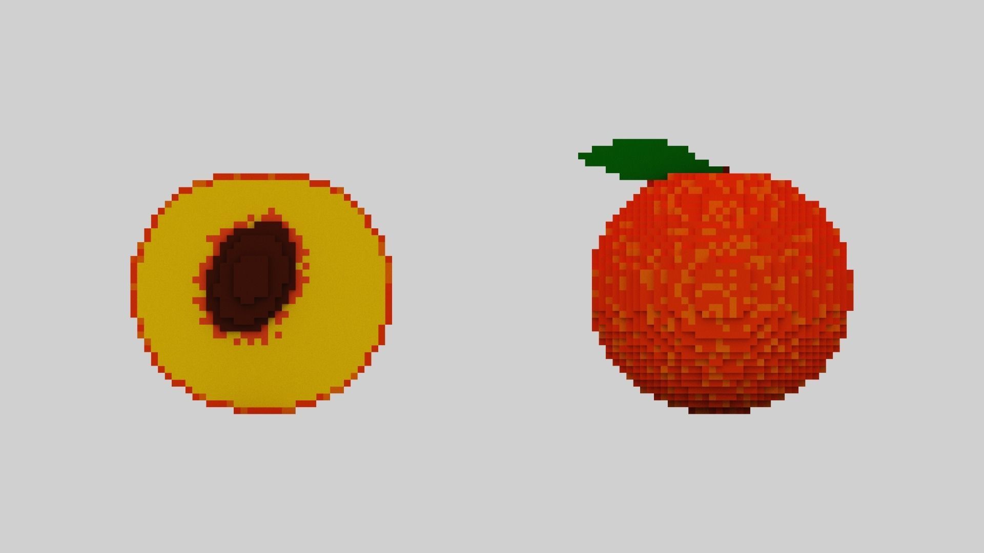 Voxel Peach Low-poly 3D model_6
