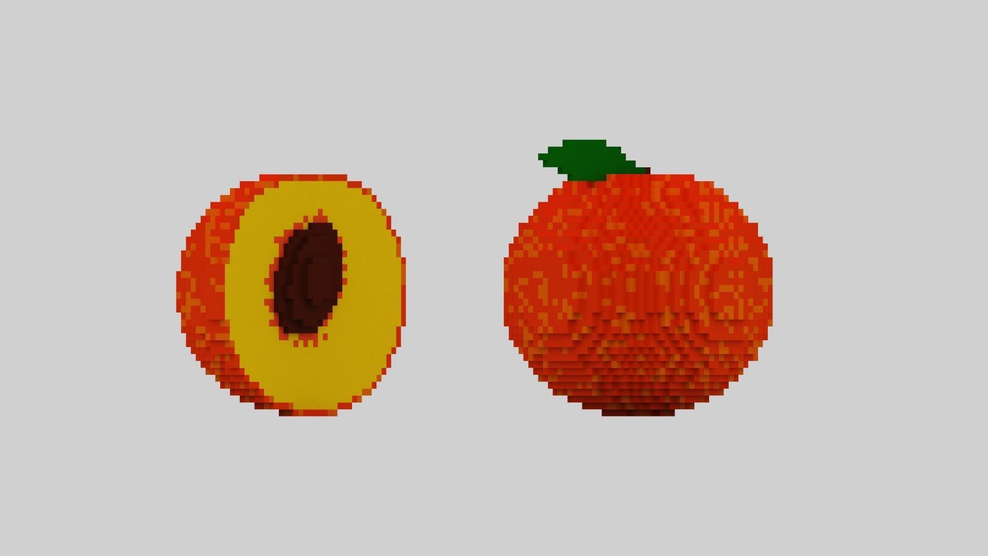 Voxel Peach Low-poly 3D model_5