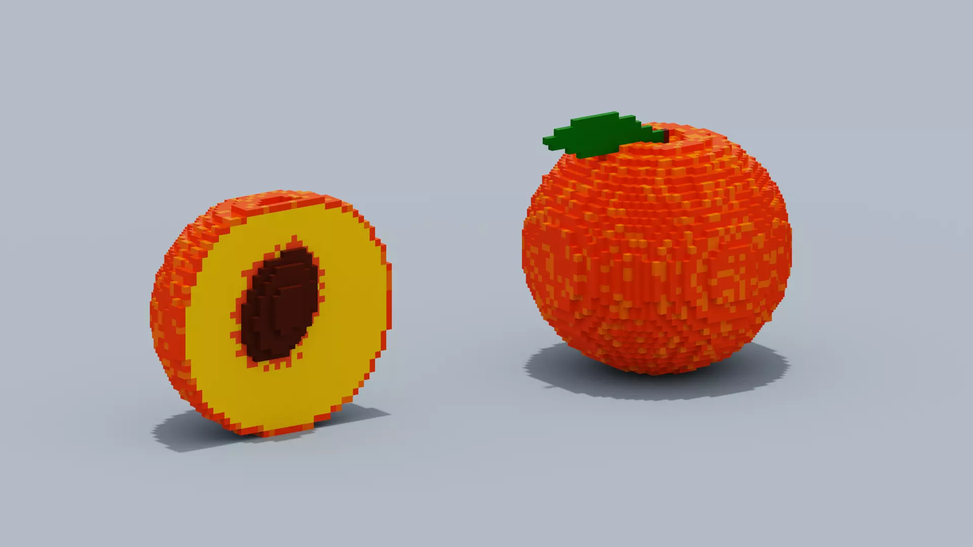 Voxel Peach Low-poly 3D model_0