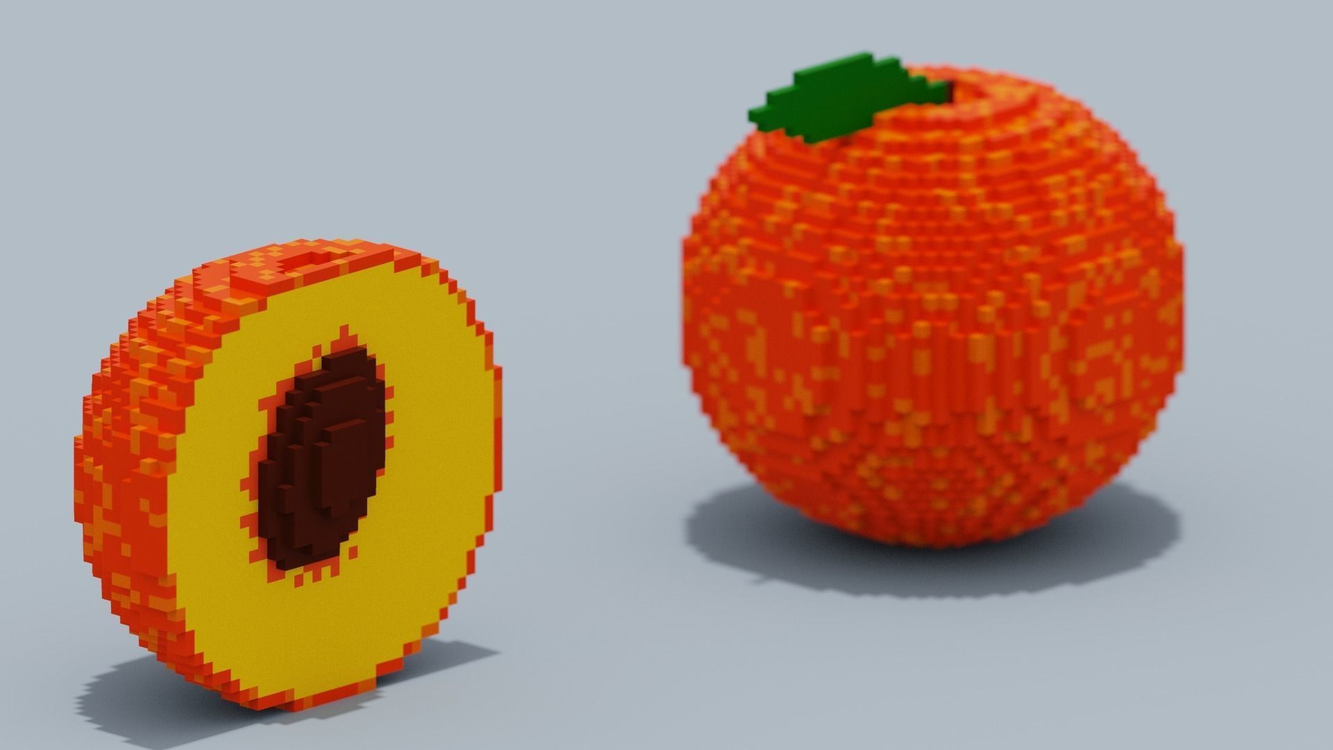 Voxel Peach Low-poly 3D model_1