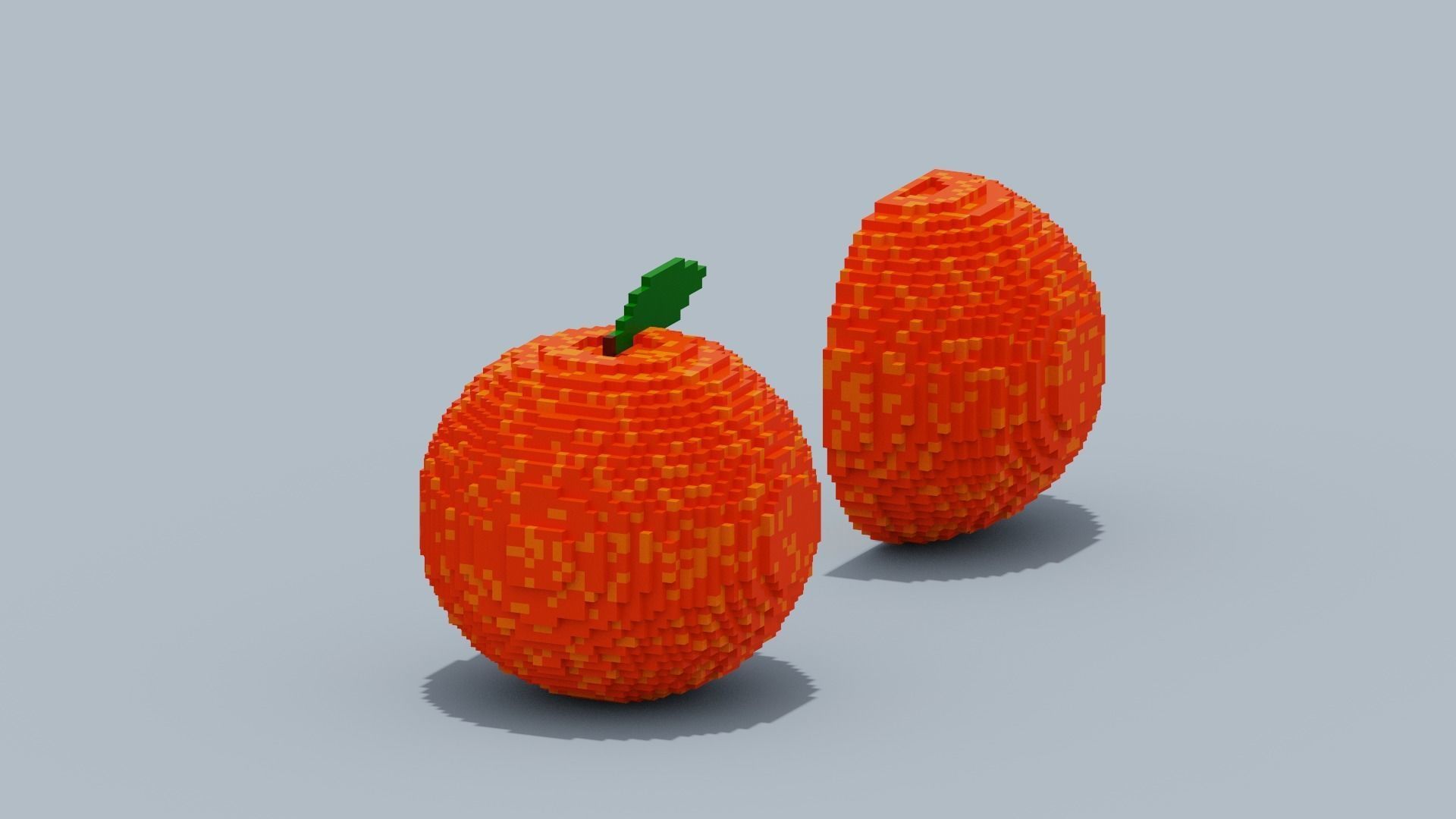 Voxel Peach Low-poly 3D model_12