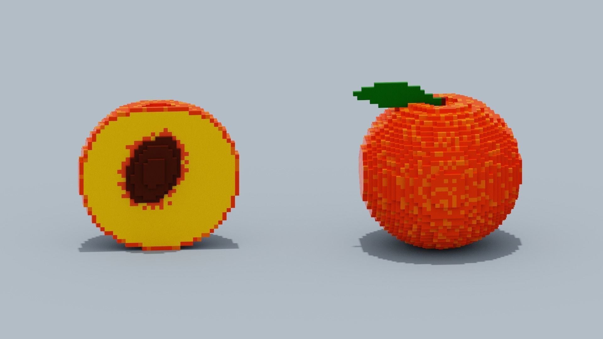 Voxel Peach Low-poly 3D model_8