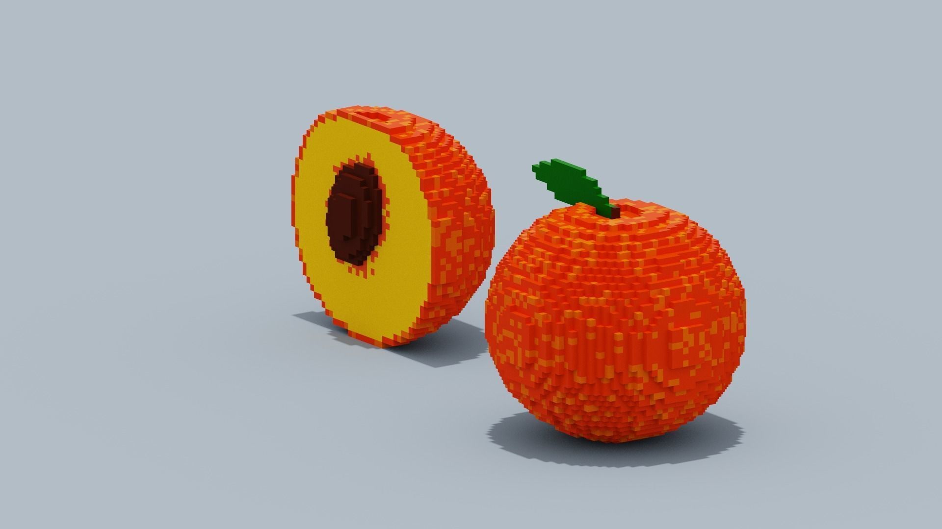 Voxel Peach Low-poly 3D model_2