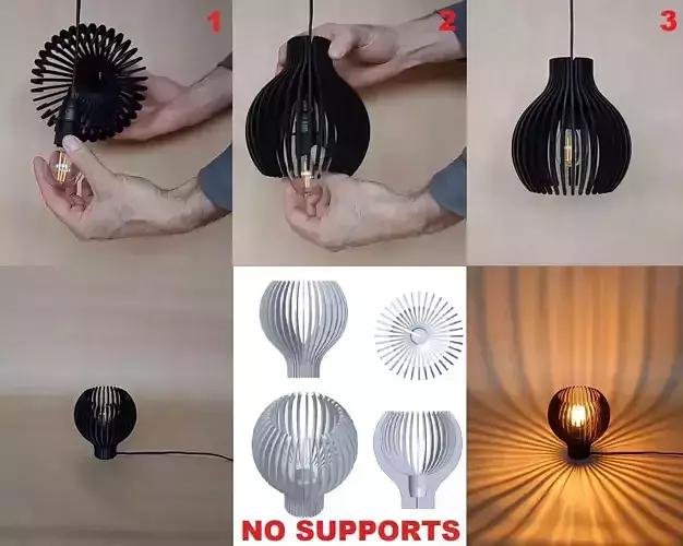Lamella lamp shade - hanging or standing 3D print model