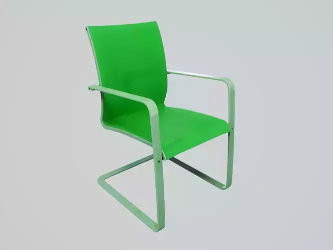 Modern Chair Leather Olive Green - Light Mint Painted Wood Low-poly 3D model