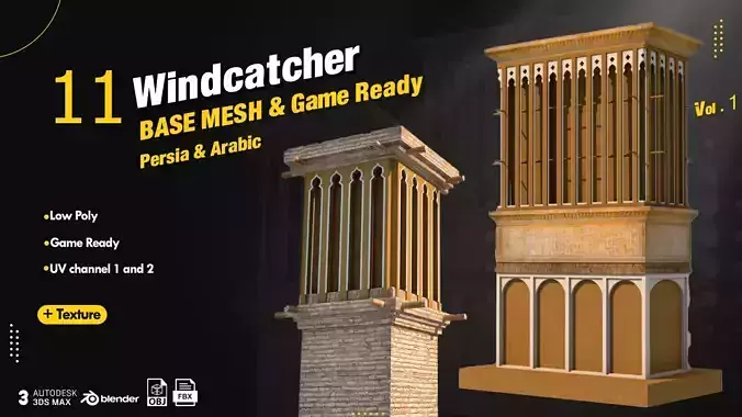 Windcatcher BASE MESH Low-poly 3D model