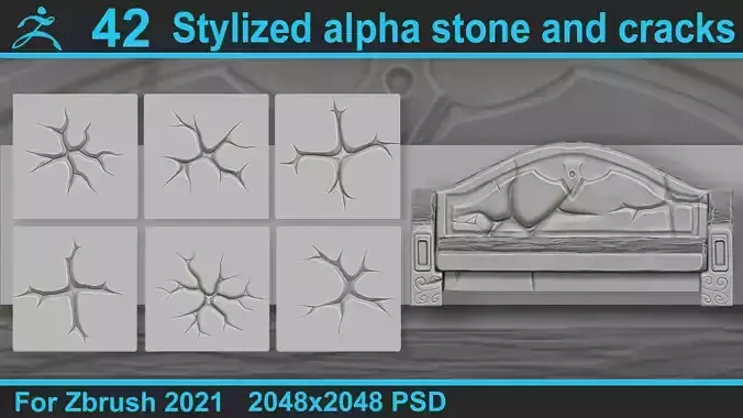 Stylized alpha stone and cracks 3D model Stylized alpha stone and cracks 3D model