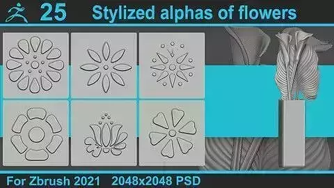 Stylized alphas of flowers Texture