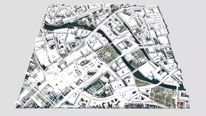 Cityscape  Berlin Germany fragment city Berliner Fernsehturm 3D model