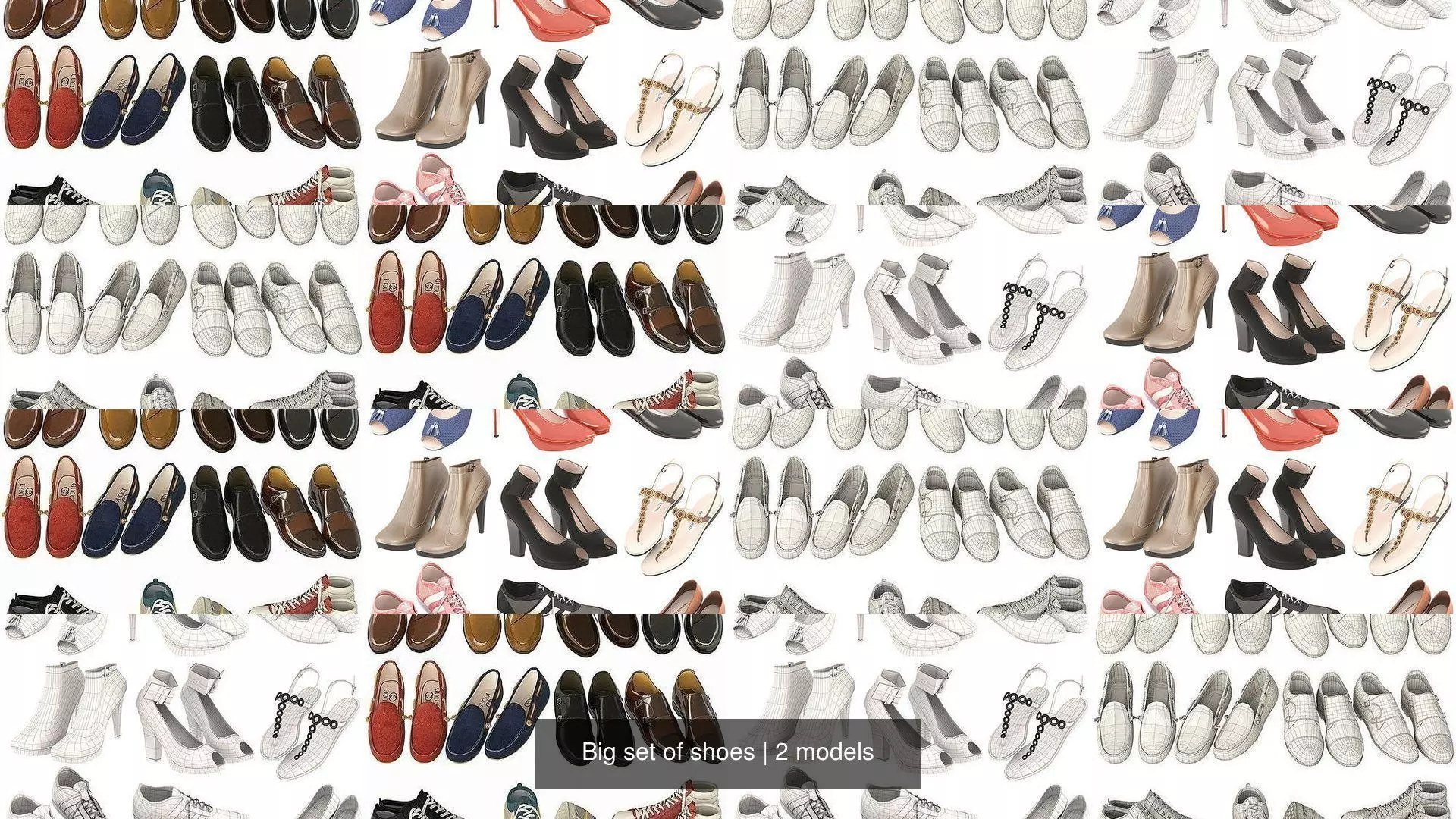 Big set of shoes 3D Model Collection_1