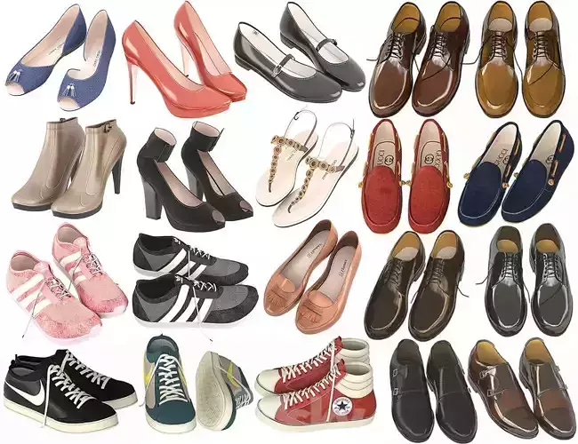 Big set of shoes 3D Model Collection