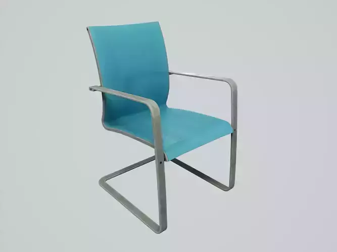 Modern Chair Sky Blue Polyester - Natural Ashwood Low-poly 3D model