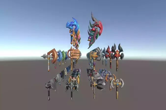 Cartoon Fantasy Weapons Axes