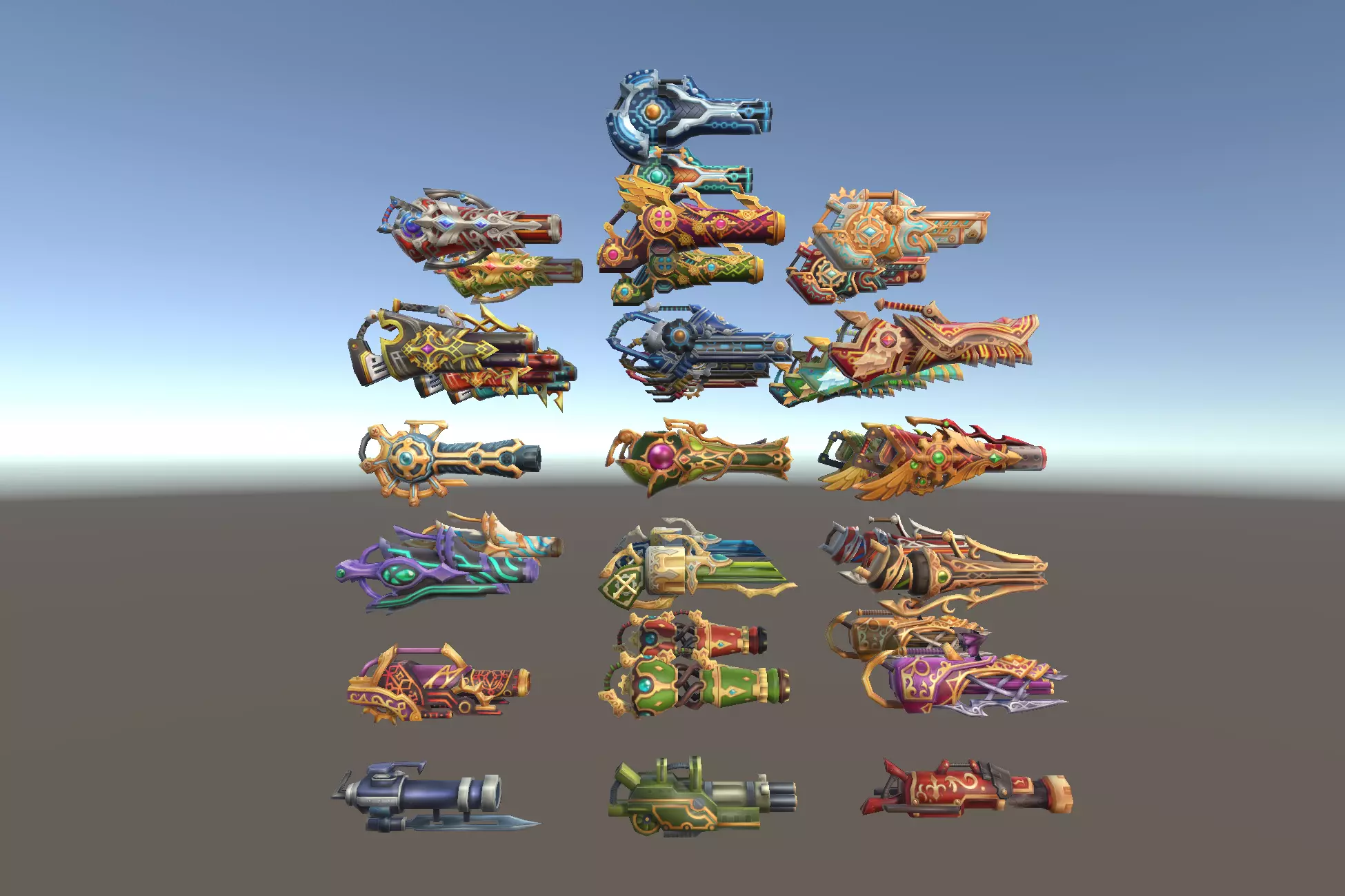 Cartoon Fantasy Weapons Cannons Low-poly 3D model