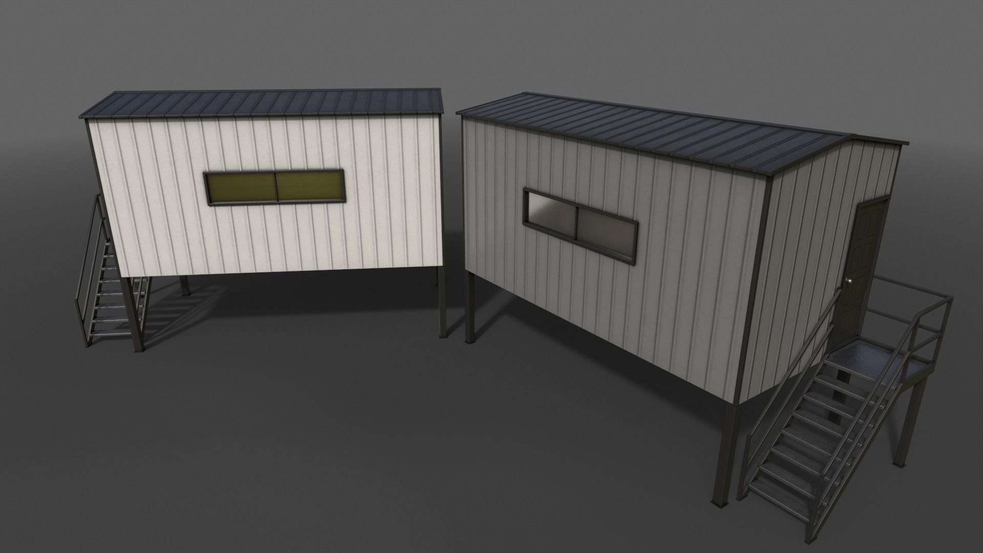 PBR Shed House B 20ft V5 Low-poly 3D model_8