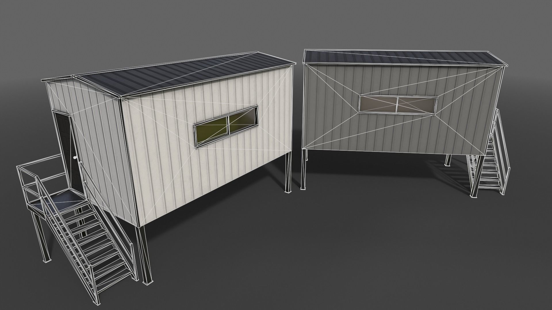 PBR Shed House B 20ft V5 Low-poly 3D model_7
