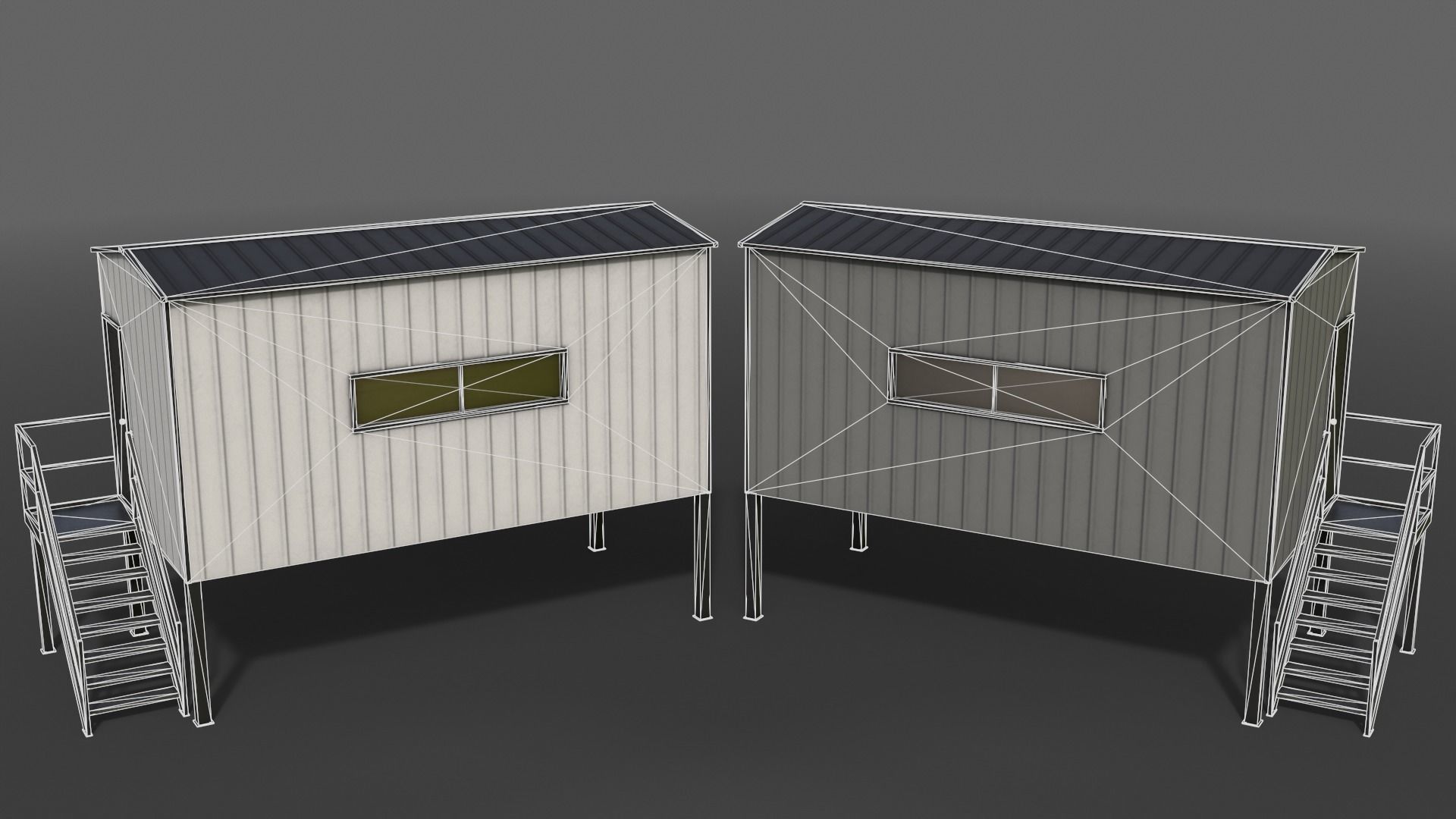PBR Shed House B 20ft V5 Low-poly 3D model_5