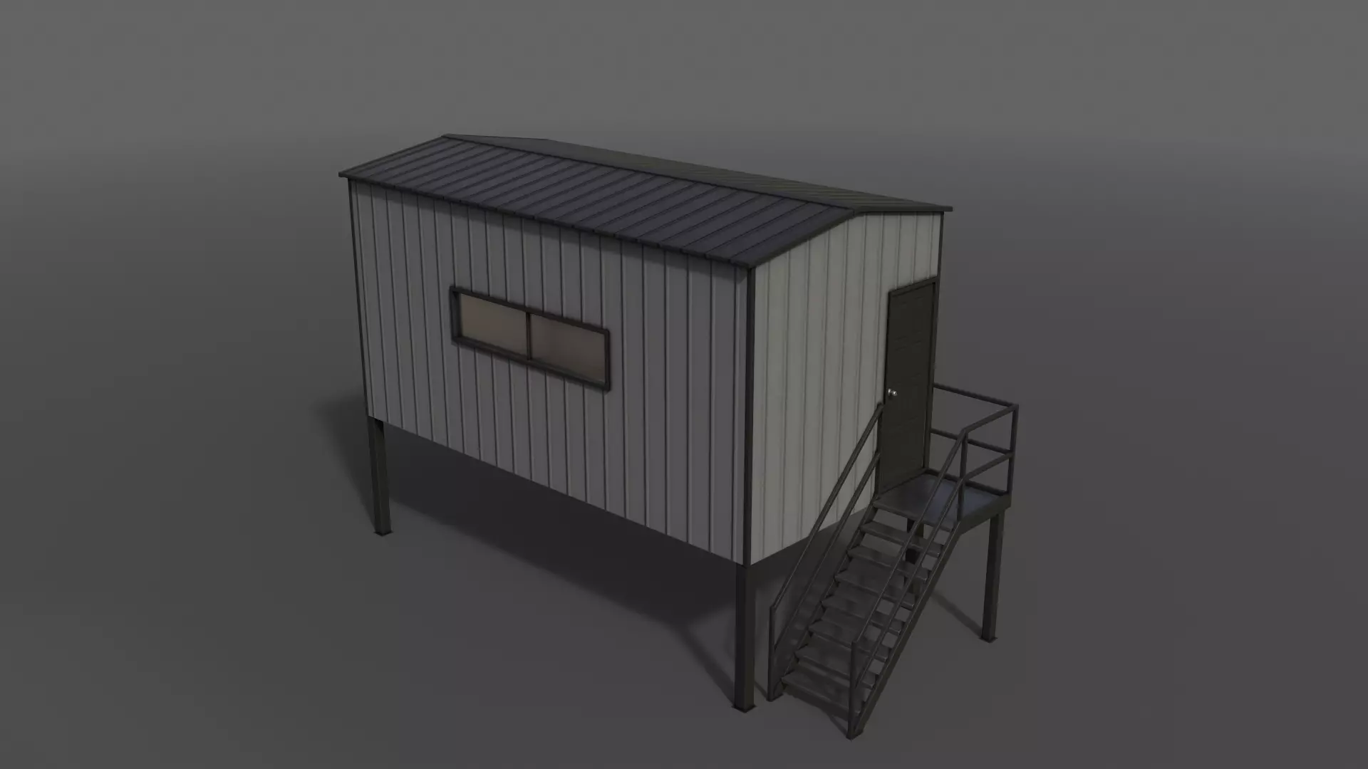 PBR Shed House B 20ft V5 Low-poly 3D model_0