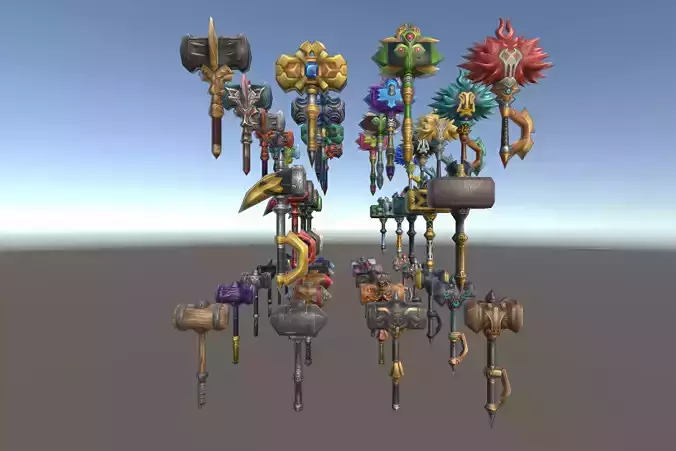 Cartoon Fantasy Weapons Hammers