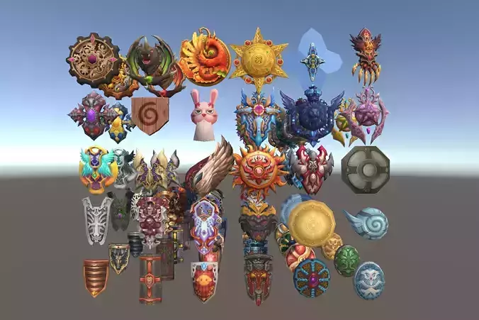 Cartoon Fantasy Weapons Shields