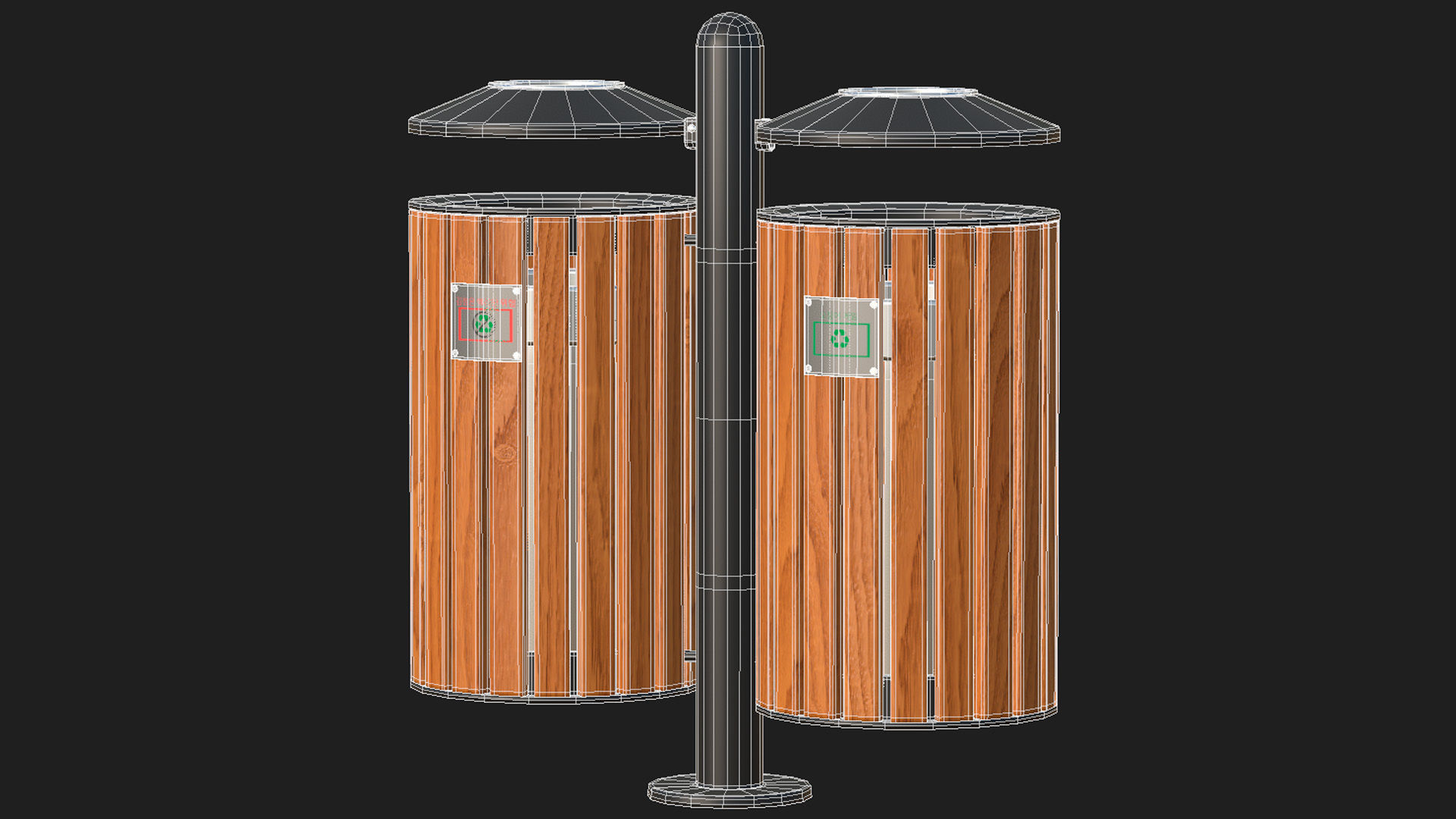 Outdoor Trash Bins 01 Low-poly 3D model_12