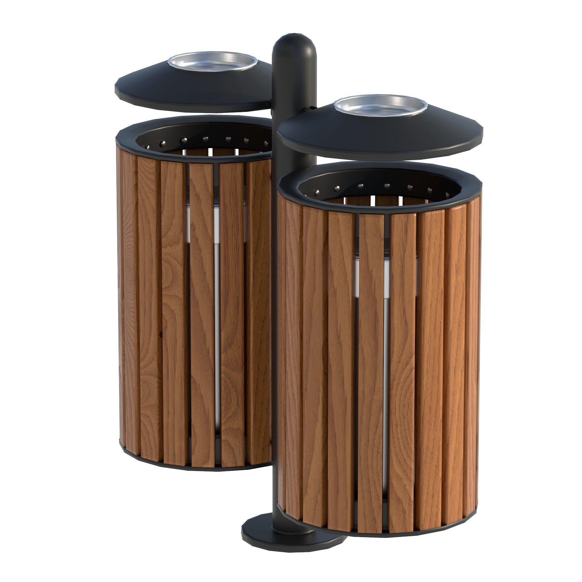 Outdoor Trash Bins 01 Low-poly 3D model_4