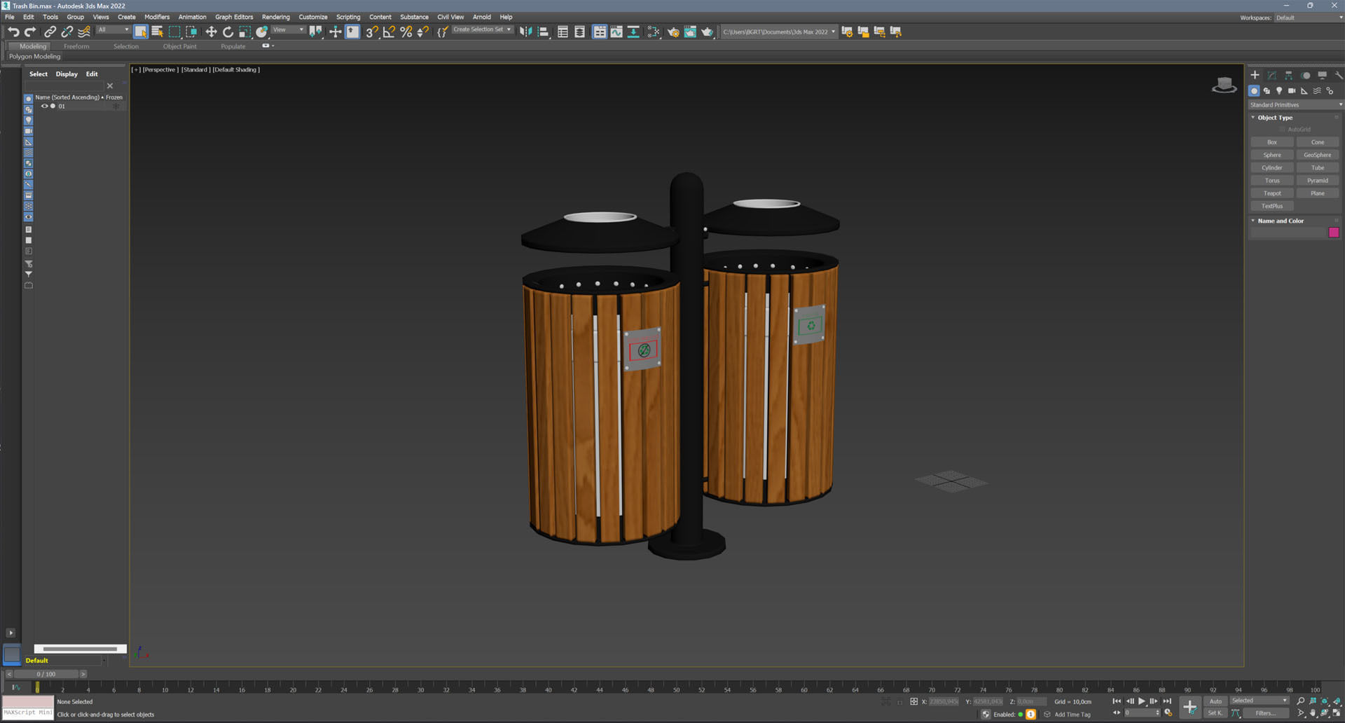 Outdoor Trash Bins 01 Low-poly 3D model_9