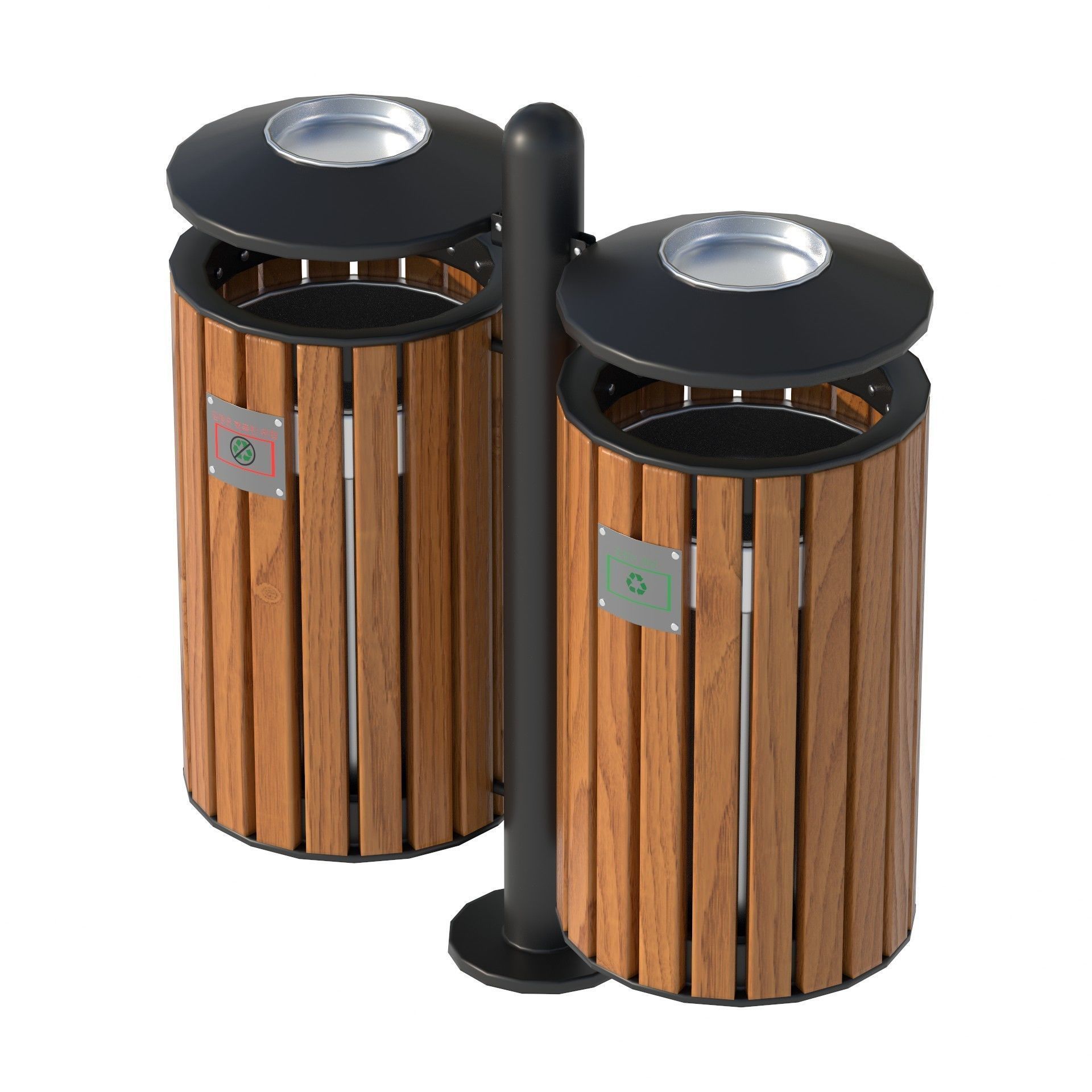 Outdoor Trash Bins 01 Low-poly 3D model_6