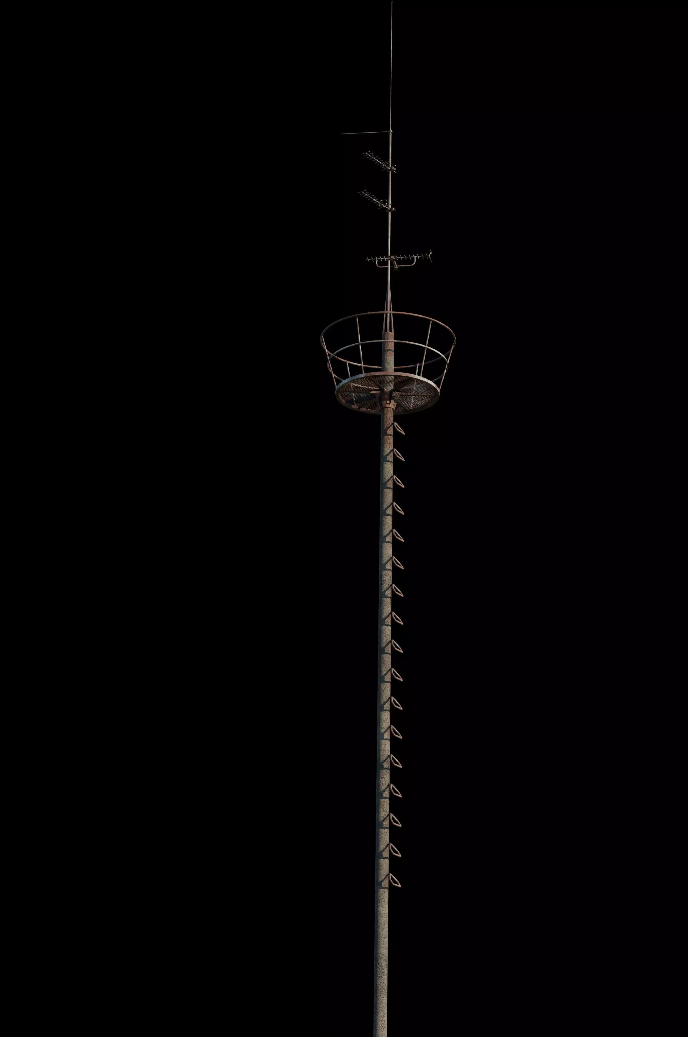German Small Residential Area Receiver Mast Low-poly 3D model