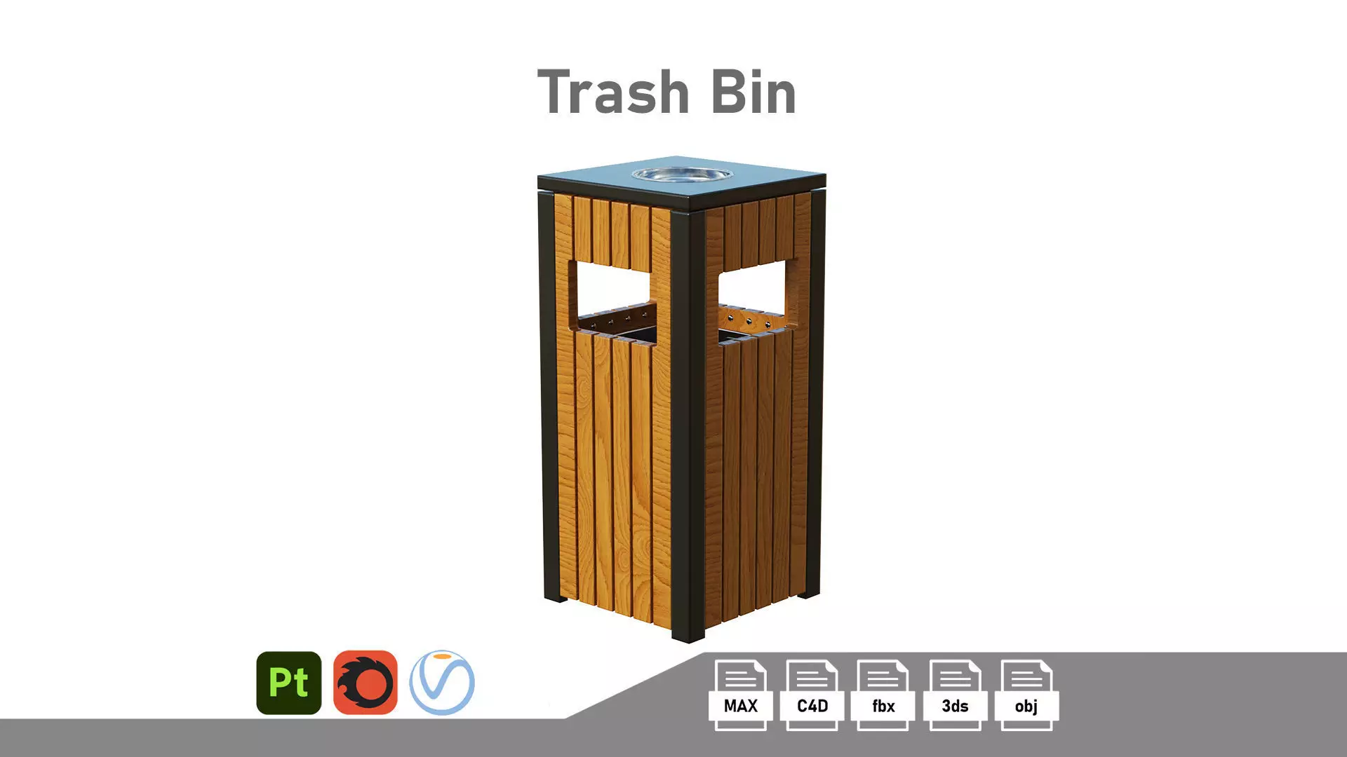 Outdoor Trash Bins 03 Low-poly 3D model_0