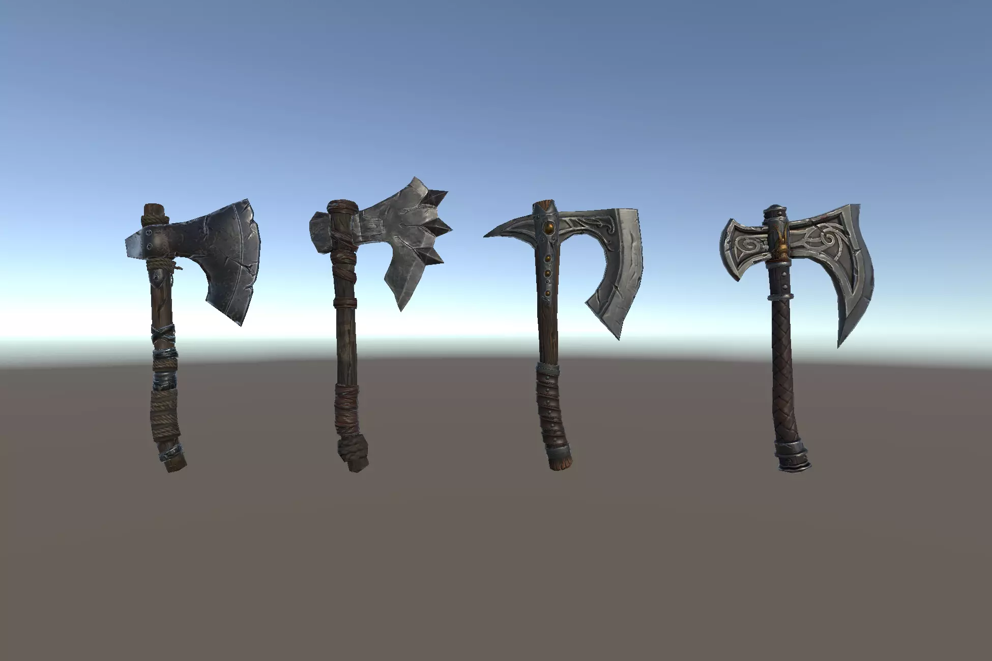 PBR Fantasy Weapons Hand Axes Low-poly 3D model