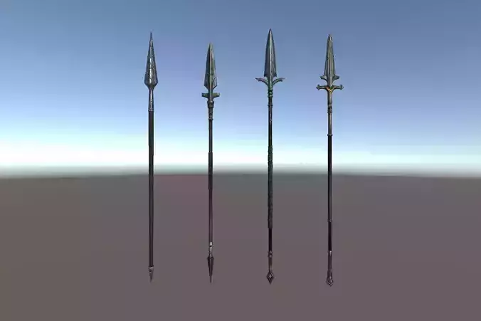 PBR Fantasy Weapons Spears Low-poly 3D model